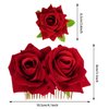 Topbuti Rose Flower Hair Clip Fabric Rose Hairpin Rose Brooch Floral Clips, 3 Pcs Mexican Hair Flowers Pin up Headpieces Flamenco Dancer Hair Accessories for Women Girls Wedding Mother's Day (Red)