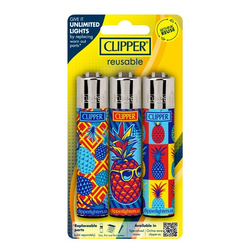 Clipper Lighter – Cp11 – Mix Designs – 9 Safe Butane Lighter - Refillable - Assorted Colors - Reusable - Soft Flame Kitchen Lighter -(Colors and Design Will Vary)