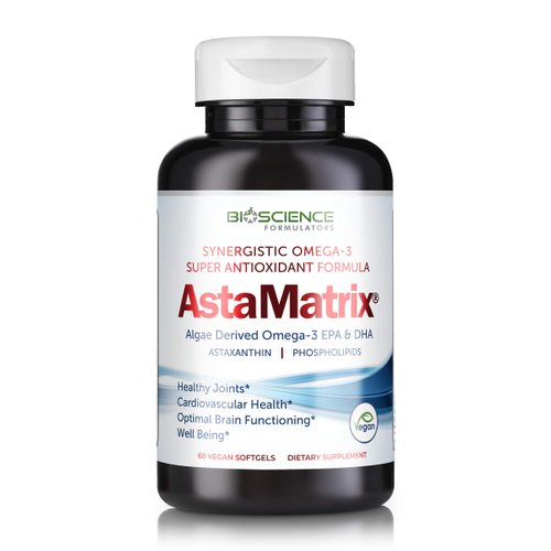AstaMatrix® Algal Omega 3 DHA EPA Astaxanthin Phospholipids| Vegan-Friendly Alternative to Krill Oil or Fish Oil | 60 Vegan SoftGels