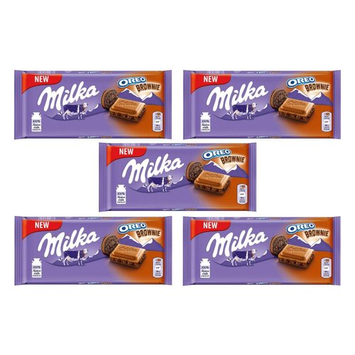 Milka OREO Brownie Milk Chocolate, 100g /3.5 Ounce (Pack of 5)