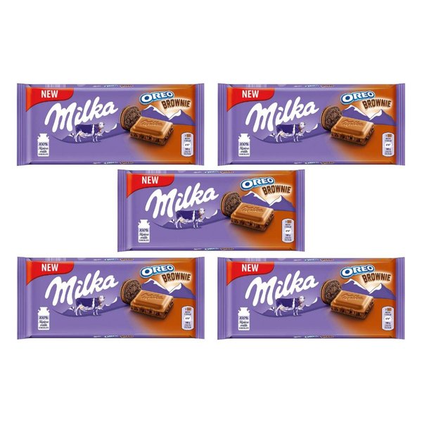 Milka OREO Brownie Milk Chocolate, 100g /3.5 Ounce (Pack of 5)