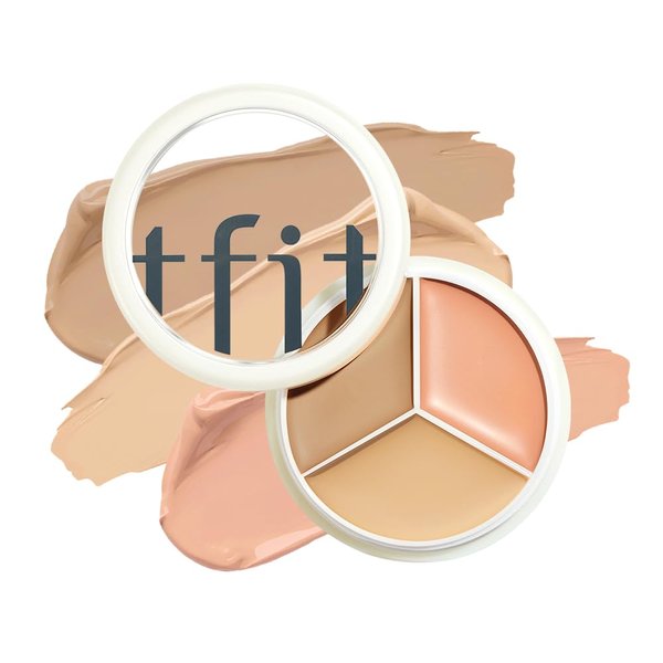TFIT Cover Up Pro Concealer - 3 shades concealer with Deep Beige, Natural Beige, Peach Beige - Full Coverage Concealer for Dark Circles & Blemish, Lightweight, 02 Warm