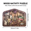 Nativity Puzzle, Wooden Jesus Puzzle Statue, Wood Burned Design, Sculpture Decor for Kids Ages 3-5 and Adults, Home Educational Wooden Puzzles Birthday Gifts (7.9 x 5.9 in)