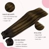MAXITA Sew in Hair Extensions Real Human Hair 18 Inch 100g Balayage Dark Brown Mixed Chestnut Brown Weft Hair Extensions Human Hair Double Weft Hairpieces Soft Stright Nutural Hair for Women
