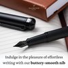 Ellington Pens Luxury Fountain Pen Set for Writing - Smooth Medium Nib - Includes Refillable Ink Converter, 3 Ink Cartridges [Black & Blue], Gift Box - Elegant Calligraphy
