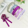 7 Pcs Fashion Headbands for Women with Satin Scrunchies Purple Headbands for Girls Pearl Headbands for Women Trendy Padded Headband Thin Headbands for Women Croquette Aesthetic Cute Accessories