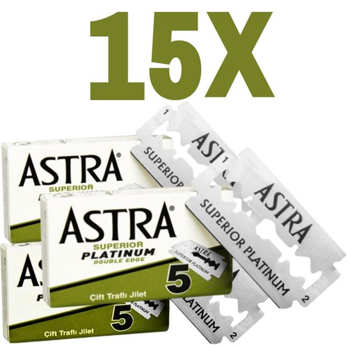 Astra Superior Premium Platinum Double Edge Safety Razor Blades, 5 Count (Pack of 3)
