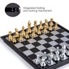 AMEROUS 10'' Magetic Travel Chess Set, Plastic Portable Folding Chess Board Game with Gold and Silver Chess Pieces - 2 Extra Queens - Chess for Beginner, Kids, Adults