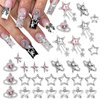 RODAKY 30PCS Star Nail Charms Silver 3D Star Charms Pink Nail Rhinestone Multi Style Nail Art Jewelry Dangle Stars Nail Decoration Y2K Bling Starlight Nail Gems Manicure Accessories for Women