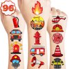100 PCS Firetruck Fire Truck Firefighter Fireman Temporary Tattoos Themed Birthday Party Decorations Supplies Favors Decor Firehouse Stickers Cute Gifts for Games Boys Girls School Rewards Carnival