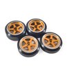 Abendor 4Pcs Rc Drift Wheels and Drift Tires for 1/28 Wltoys K969 K989 P929, Alloy Rc Drift Car Wheels with Hard Rubber Tires for 1/28 Kyosho Mini-Z Mini-Q HGD1 HGV1(Gold)