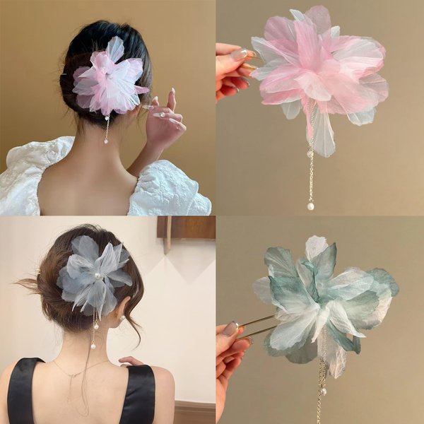 2 PCS Flower Hairpin Hair Stick Hair Chopsticks Handmade Classic Hair Pins for Women Girls 061#05