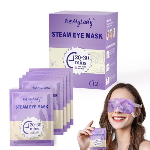 BeMyLady Steam Lavender Eye Mask for Dry Eyes, Disposable Heated Eye Mask,Warm Eye Compress for Dark Circles, Spa Eye Mask for Puffy Eyes Mask,Moist Self Heating Pads for Tired Eyes