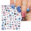 IDDFEVE 12 Sheets 4th of July Nail Stickers, Independence Day Patriotic Nail Decals, 3D Design Self-Adhesive USA Flag Star Nail Art