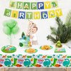 123 Pack Dinosaur Party Supplies Dino Birthday Party Decorations Set Dinosaur Themed Happy Birthday Supplies Include Plates, Napkins, Birthday Banner, Party Tablecloth for 40 Guests