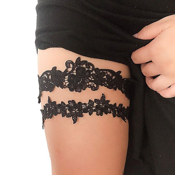 Wedding Garters for Bride Lace Bridal Garter Set 2 Pieces, Women's White Garter Belt Wedding Bridal Garter Prom Garter Bridal Accessories Lingerie Leg Garter Belts