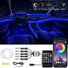 Jushope Interior Car LED Strip Lights with Wireless APP and Remote Control, RGB 5 in 1 Ambient Lighting Kits with 236 inches Fiber Optic, 16 Million Colors Car Neon Lights, Sync to Music