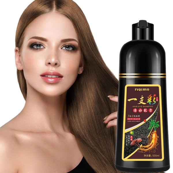 Chestnut Brown Hair Dye Shampoo 3 in 1 for Men Women, Natural Hair Color Shampoo for 100% Gray Coverage, Brown Hair Colors in 10-15 mins, Shampoo Para Canas Hair Dye Shampoo 16.9 Fl Oz(Chestnut Brown)