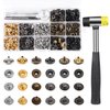 TLKKUE 120 Sets Leather Snap Fasteners Kit, Snap Buttons with Rubber Hammer, 10mm Metal Snap Buttons Press Studs with 4 Setting Tools, 6 Color Leather Snaps for Clothes, Jackets, Jeans Wears, Bags