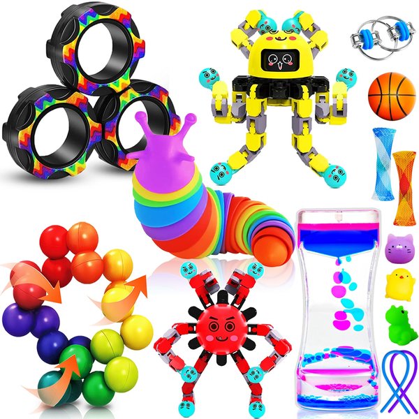 15 Pack Sensory Fidget Toys for Kids Classroom, Autism Sensory Product ADHD Fidgets for Kids Age 5-7, 8-12, Calm Down Fidget Box Stress Relief Travel Toys Christmas Stocking Stuffers for Kids Teens