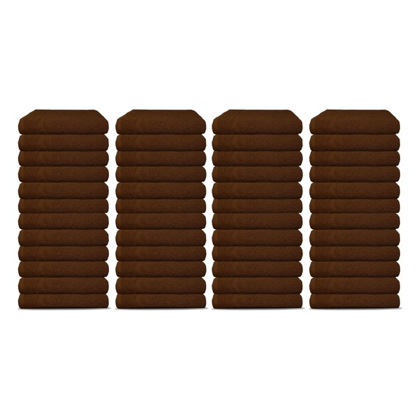 Salon Towels Pack of 48 Super Absorbent Quick Dry Chocolate Brown Hand Towels Medium Size 25x15 Inches Double Stitched 100% Ring Spun Soft Cotton Spa Towels for Gym, Hotel, Home & Pool