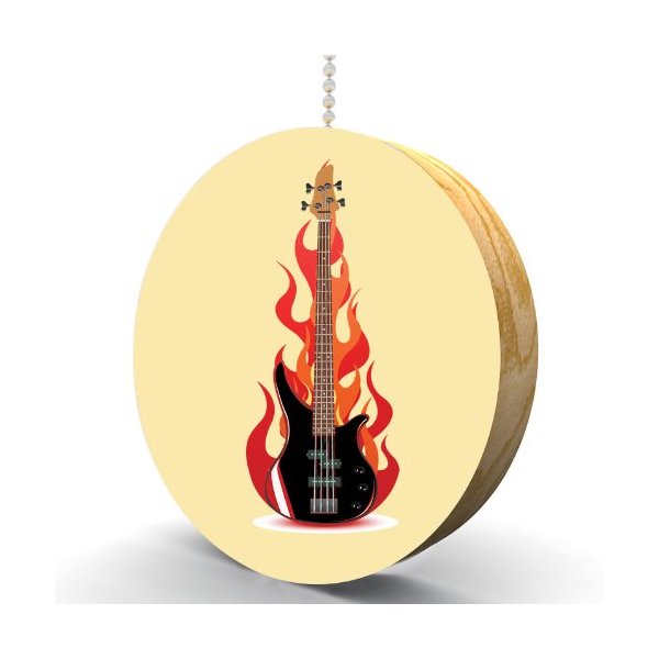 Electric Guitar Flames Hardwood Oak Fan/Light Pull
