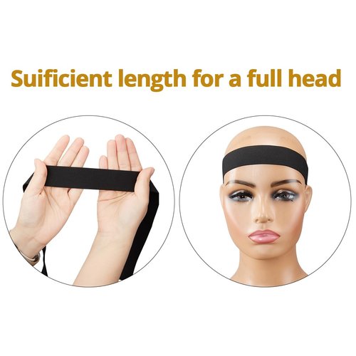 Popvibes 6 Pcs Black Adjustable Elastic Band For Wigs,Elastic Band for Melting Lace,Adjustable Wig Bands,Wig Accessories (6Pcs-F)