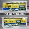 1/64 Model Car Display Case Diecast Diorama Garage，Simulated Parking Lot Model Miniature Scene Parking Lot PVC Assembly with Light Parking Space Model Display Frame Toy Display Box (Yellow)