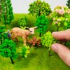 40 PCS Woodland Animals Figures Model Trees, 5 Pcs Animal Toy Figurines and 35 Pcs Mixed Plastic Trees Forest for Woodland Cake Toppers Decorations Birthday Party Supplies