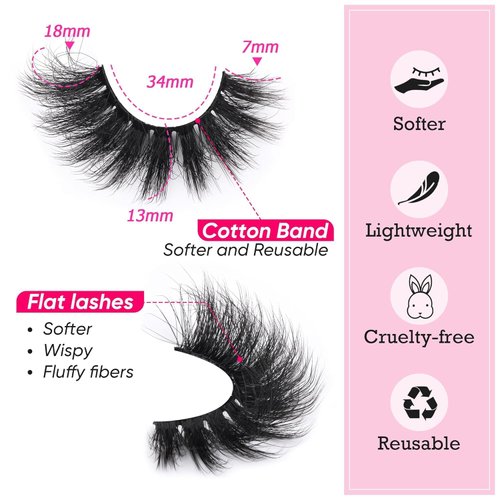 False Eyelashes, Midnight Mink Style, for Women,Natural Lashes Wispy Eyelashes Short Mink Lashes Fluffy Fake Eyelash 1Pairs