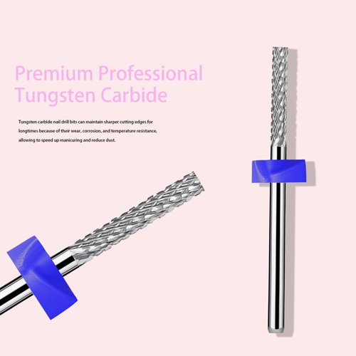 ERUIKA Safety Nail Drill Bits,3/32" Tungsten Carbide Cuticle Drill Bits,Two Way Rotate for Nail Bed File Dead Skin Nail Prepare Cleaning,Manicure Nail Home Salon Tools (Flat Head, Medium-M)