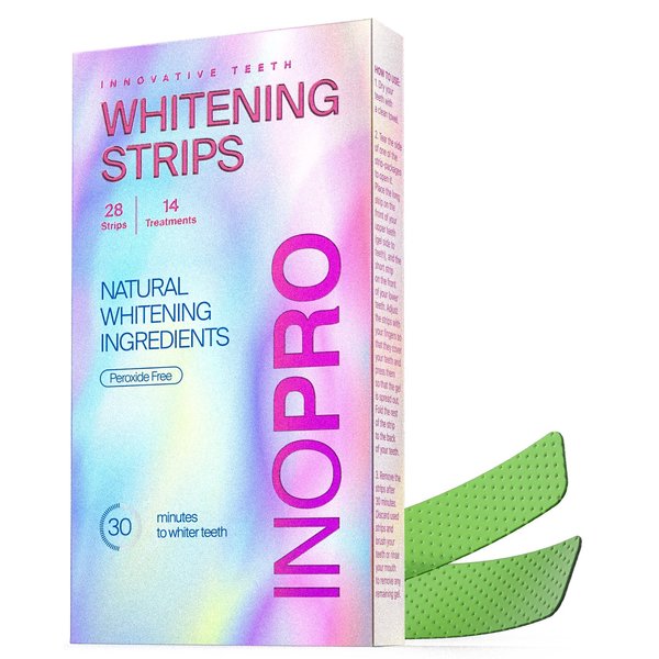 InoPro Teeth Whitening Strips 14 Treatments - Peroxide Free - Whitening Without The Harm - Deep Stains Removal - Whitening for Sensitive Teeth - 28 Strips