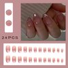 Pink Sparkly Press on Nails Short Almond Fake Nails Glitter Full Cover Gradient False Nail Holographic Gradient French Acrylic Stick on Nails Artificial Nails for Women Nails Decorations Manicure
