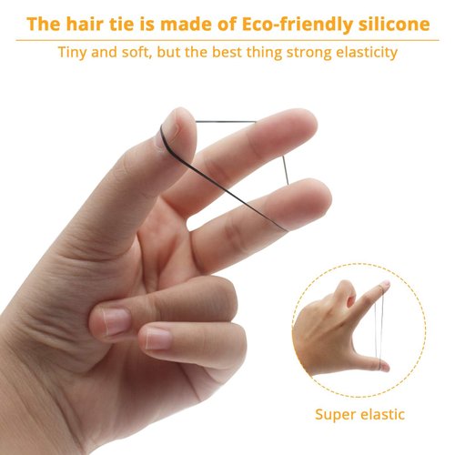 KUFUNG Elastic Hair Bands, 200 Pcs Non-Slip Rubber Hair Ties for Girls, Soft Elastic Bands for Kid Hair Braids Hair (Black-200)