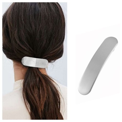 Iaceble French Metal Bar Hairclip Geometry Hair Barrette Clip Minimalist Ponytail Holder Hair Clip Silver Bar Hair Barrette Clip Decorative Hair Accessories for Women and Girls Headdress