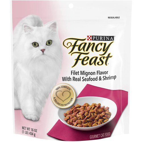 Fancy Feast Gourmet Gold Filet Mignon Flavor with Seafood and Shrimp Dry Cat Food (16-oz Pouch)