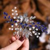 Unsutuo Bride Wedding Hair Comb Blue Rhinestone Bridal Hair Accessories for Wedding Hair Pieces for Women and Flower Girls