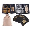 jcoral 2 Pack Skull Black Playing Cards Waterproof Poker Cards Plastic Black Foil Playing Cards Highly Flexible,2 Decks of Cards with Bag(Gold+Black 3)