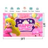 Princess Backdrop for Birthday Party Decorations Princess Peach Background for Baby Shower Party Cake Table Decorations Supplies Princess Peach Theme Banner 5x3ft