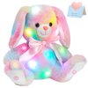 Glow Guards 10'' Light up Rainbow Bunny Stuffed Animal,Soft Glowing Rabbit Plush Toy with Lop Eared Night Light,Birthday Christmas for Kids,Girls,Boys