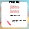 IMSOHOT Medium Press on Nails Square Pink French Tips Fake Nails Glitter Flower Acrylic False Nails with Rhinestone Designs Full Cover Glossy Glue on Nails for Women and Girls 24Pcs