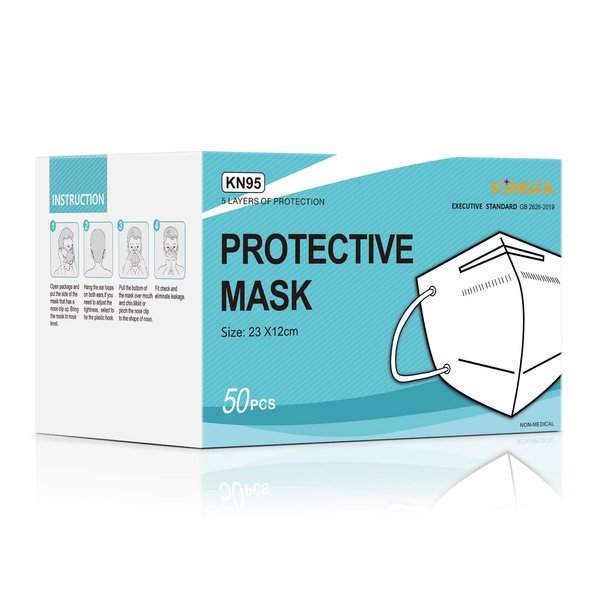 Kingfa KN95 Face Mask 50 Pcs Disposable Respirator 5-Ply Layer | GB2626-2019 Compliant