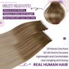 LaaVoo Tape in Hair Extensions Human Hair Ombre Light Brown to Ash Blonde Mix Platinum Blonde Balayage Hair Extensions Tape in Real Human Hair 16 Inch Tape in Extensions Straight Thick Ends 20pcs/50g