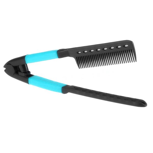 Generic 2 Pc Hair Straightening Tension Comb Clamp Styling Salon Straightener Detangler, Variable, Blue