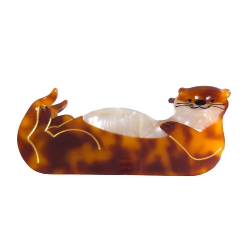 Novelty Otter Hair Clips,Cellulose Acetate Hair Clips,Big Claw Clips for Girl,Hair Accessories,Caramel