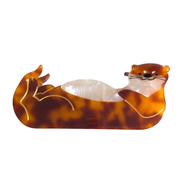 Novelty Otter Hair Clips,Cellulose Acetate Hair Clips,Big Claw Clips for Girl,Hair Accessories,Caramel