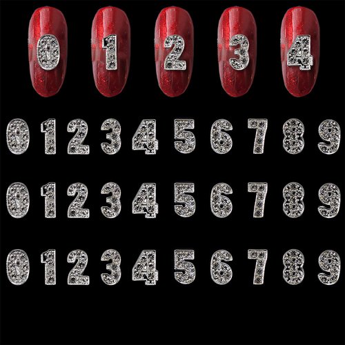 WOKOTO 30pcs Silver Nail Number Charms (0-9) 3D Nail Charms For Nail Art 3D Decorations Nail Rhinestones And Charms For Nails Numeral Nail Charms Nail Gems And Rhinestones Nail Art Charms For Women