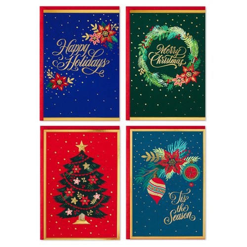 Hallmark Boxed Christmas Cards Assortment, Festive Foil (40 Cards and Envelopes)