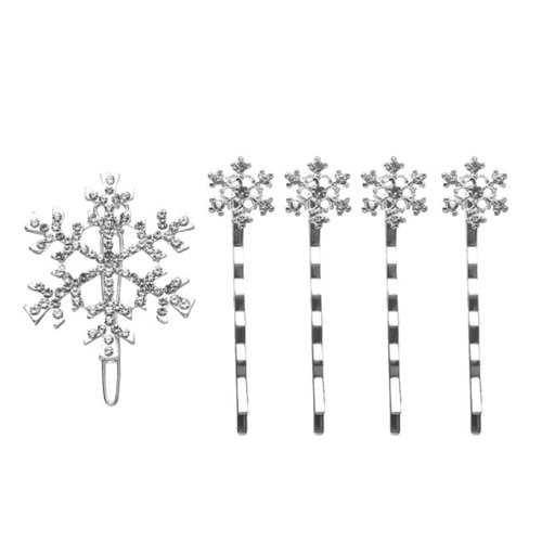 HLLMX 6 PCS Snowflake Hair Clips Snow Bobby Pins Rhinestone Xmas Hair Clips Alloy Snowflake Bobby Pins Crystal Rhinestone Winter Hair Barrettes Accessories for Christmas Wedding Party