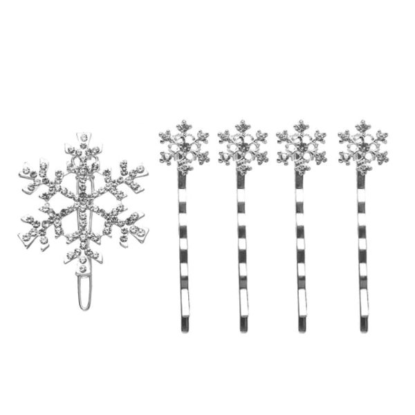 HLLMX 6 PCS Snowflake Hair Clips Snow Bobby Pins Rhinestone Xmas Hair Clips Alloy Snowflake Bobby Pins Crystal Rhinestone Winter Hair Barrettes Accessories for Christmas Wedding Party